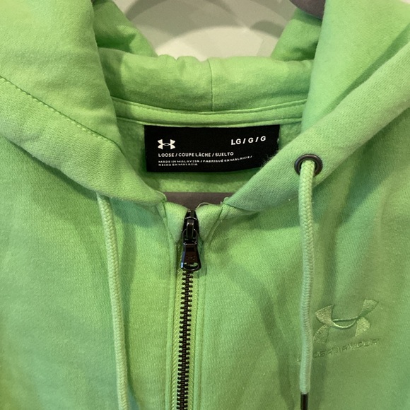 Under Armour Lime Green Crop Zip-Up Hoodie L - Picture 4 of 6